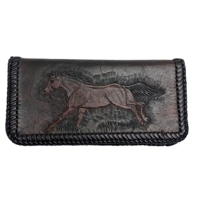 Cartera de cuero artesanal con diseño de caballo occidental - Imagen 1 de 3