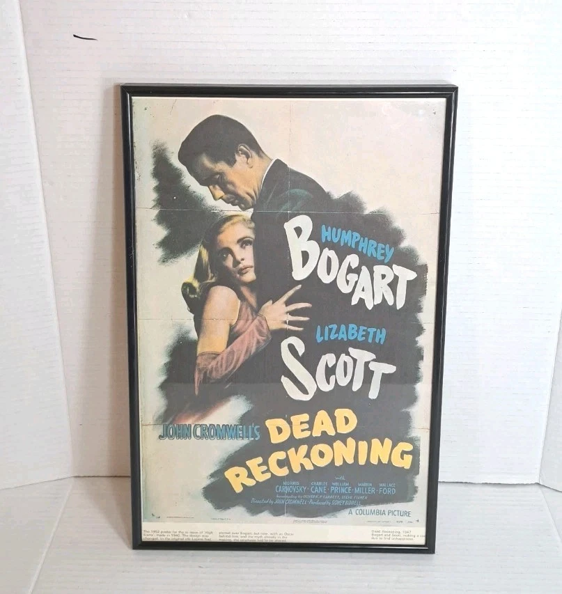 Dead Reckoning Poster Humphrey Bogart Lizabeth Scott Framed Vtg Reprint 17"x11" - Image 1 of 2