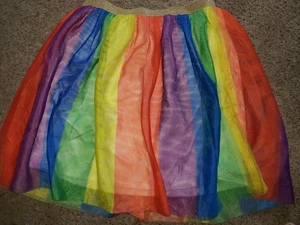 girls RAINBOW STRIPE SOFT SKIRT GOLD WAISTBAND SIZE XL POLY LINED SCHOOL WEAR - Picture 1 of 1