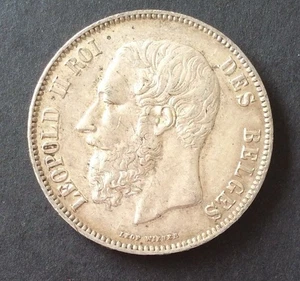 Belgium - Leopold II - Superb 5 Franc coin 1871 ( silver crown size) - Picture 1 of 2