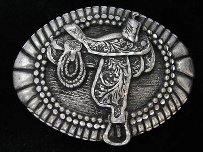 QA13114 VINTAGE 1993 **SILLA DE MONTAR DE CABALLO** HEBILLA DE CINTURÓN DISEÑO WESTERN Y VAQUERO Foto 1 de 2
