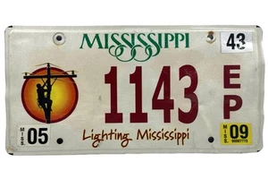 LIGHTING MISSISSIPPI LINEMAN LICENSE PLATE 1143 EP EXPIRED - Picture 1 of 1