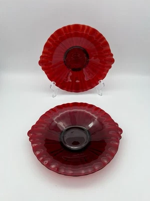 Pair of Anchor Hocking Royal Ruby Old Cafe 8-3/4” Round Trays (JP2780) - Image 1 of 4
