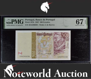 Portugal Banco de Portugal 500 Escudos 1997 P 187b UNC PMG 67 EPQ 2nd TOP POP - Picture 1 of 4