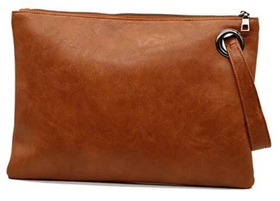  Bolso sin asas grande de cuero PU marrón para mujer Foto 1 de 4