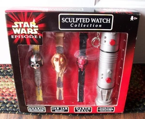 Star Wars JAR JAR BINKS Armbanduhr 3er Set Lichtschwert Gehäuse Lucasfilm Ltd. 1999 - Bild 1 von 6