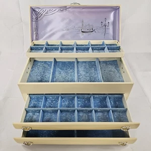 Joyero vintage Lady Buxton crema con tono dorado mediados de siglo moderno LEER⬇ - Imagen 1 de 15