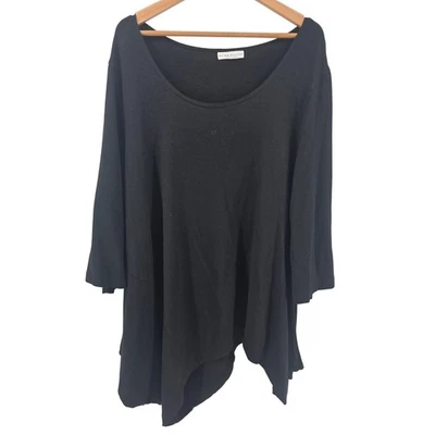 Blusa túnica Bryn Walker preta bainha assimétrica feita nos EUA feminina tamanho GG - Imagem 1 de 4
