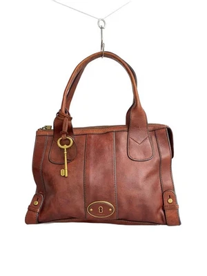 Bolso de mano de cuero FOSSIL, marrón, llave, bolso de cuero, herrajes dorados, bolso de hombro, Ke Foto 1 de 4