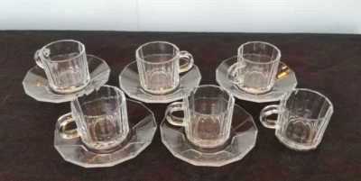 Demitasse espresso vintage de vidrio Bormioli Vitrosax 6 tazas y 5 platillos Foto 1 de 4