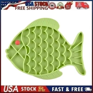 Slow Feeder Cat Bowls, Fish Shape Silicone Puzzle Feeder Lick Treat Mat for Dog - Picture 1 of 11