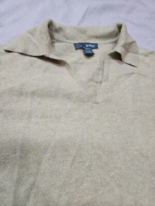 Griffen Sweater Womans Small S Green Cashmere Knit Polo Pullover Cuban Collar  - Picture 1 of 13