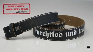 Wechsel-Riemen Ledergürtel "furchtlos und treu", Württemberg, silber - Bild 1 von 5