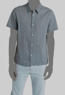 $230 A.P.C. Camisa de vestir con botones de manga corta estampado verde para hombre talla M Foto 1 de 4