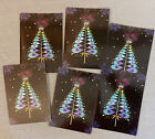 Paper Magic Group Christmas Cards Peacock Christmas Tree LOT OF 6 NO ENVELOPES