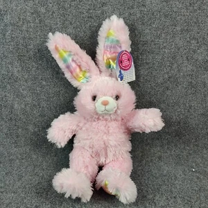 Build A Bear Bunny Plush Doll Rabbit Pink Rainbow Ears Easter Stuffed Animal - Picture 1 of 13