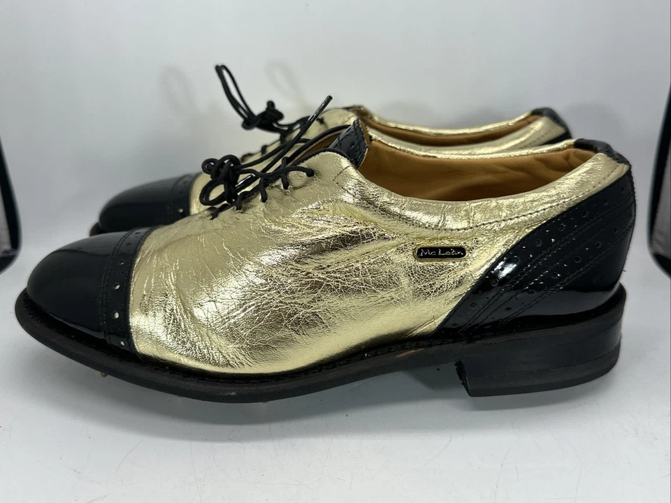 Rare McLean MC lean German Made Women’s Size 7 Golf Shoes Cleats Metallic Gold  - Image 1 of 4