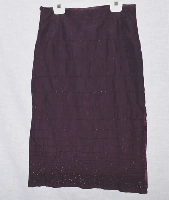 KENNETH COLE NEW YORK NEW SZ 0 XS BURGUNDY SHIMMERY 100% NYLON PENCIL SKIRT Foto 1 de 4
