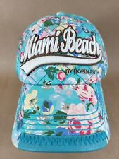 Miami Beach hat floral cap by Robin Ruth teal blue hbx147 Women