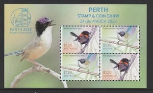 AUSTRALIA 2023 - PERTH Stamp & Coin Show MINISHEET MNH  - Fairy Wrens.. Birds - Picture 1 of 1