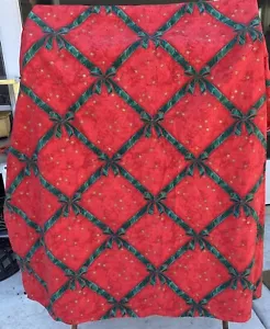 Vintage Tischdecke Weihnachten Urlaub rot grün Band gold Sterne rechteckig - Bild 1 von 5