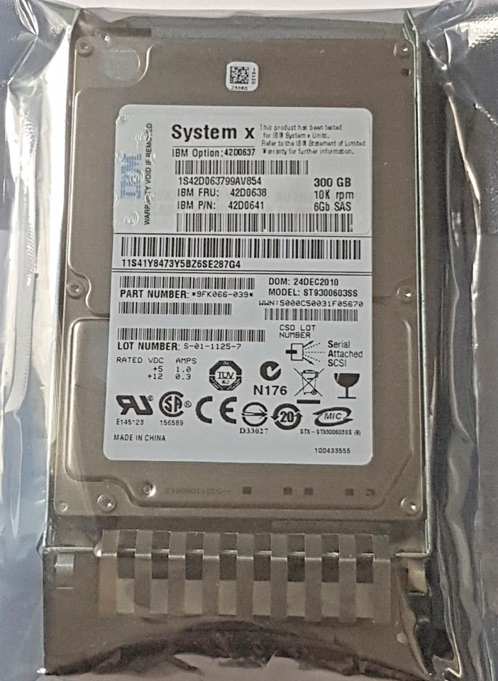 300 GB SAS IBM System X 42D0637 ST9300603SS 10K 64MB 2.5 " Hard Drive New + - Image 1 of 1