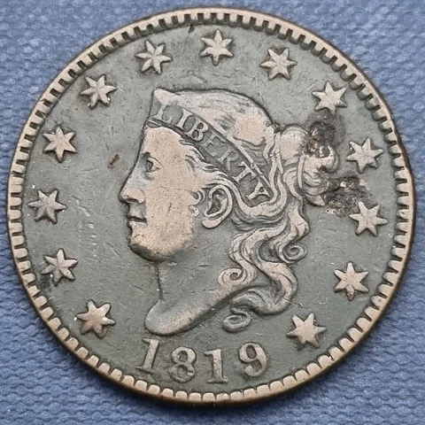 1819 Coronet Head Large Cent 1c Better Grade XF Details #58314 Cover