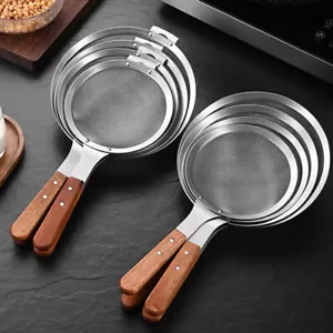 Fine Mesh 304 Stainless Steel Kitchen Colander Strainers Food Filter Wood Handle - Picture 1 of 29