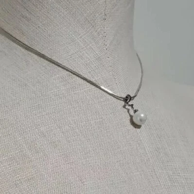 Pearl 8.31mm & Sterling Pendant On Sterling Silver Cord Necklace 15” Italy - Image 1 of 4