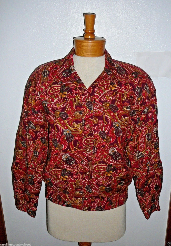 CHAQUETA ROPA DEPORTIVA LESLIE FAY~Paisley~Botón Delantero~Forrada~Miss Talla 10 Foto 1 de 1