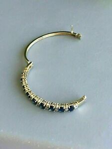 9Ct Oval Blue Sapphire Lab Created Special Bangle Bracelet 14K Yellow Gold Over