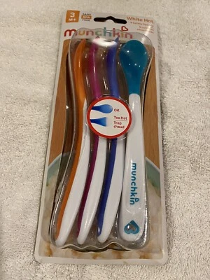 Munchkin 4-pk. White Hot Safety Spoon Set Child Spoon Orange/pink/blue/ Teal New - Image 1 of 3