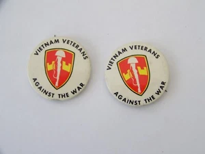Vietnam Veterans Against The War Pin 1.75 Inches Round 2 Total Original 1960-70s - Picture 1 of 2