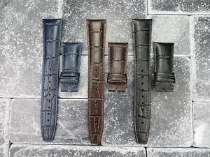 22mm Leather Strap Deployment Watch Band for IWC PORTUGIESER Black Blue Brown x1 - Picture 1 of 17