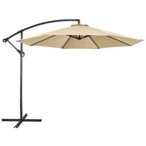 Renwick 10 Ft Patio Offset Umbrella with Crank and Base Stand, Tan - Picture 1 of 9