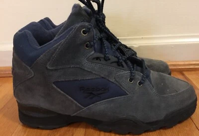 Azul Reebok US 10 D Hombres Senderismo De Colección Bota Gamuza Lona Acolchada Foto 1 de 4