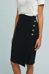 Falda negra Anthropologie abotonada CloudFleece talla M nueva con etiquetas - Imagen 1 de 2