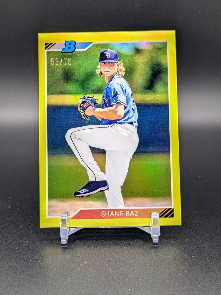 Shane Baz 2020 Bowman Heritage Chrome Prospects Yellow Refractor #/75 #92CP-SB - Image 1 of 2