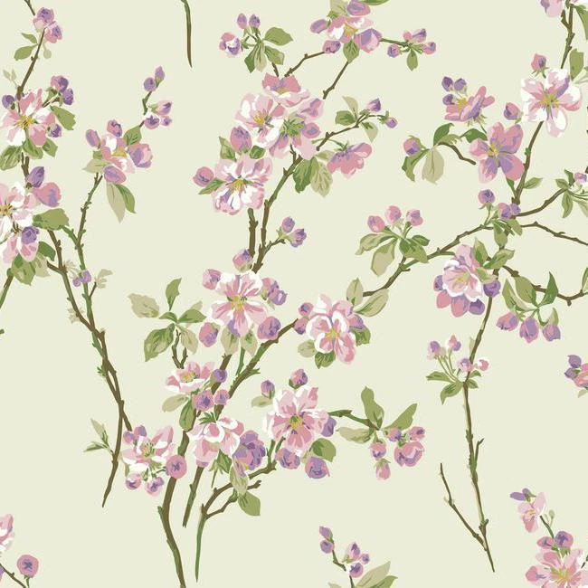 YORK Wallcoverings Marquis PR9016 Wallpaper Cherry Blossoms Floral Lavender Pink