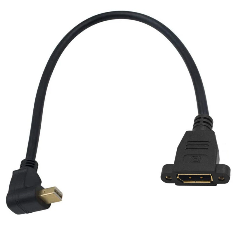 Mini DisplayPort to DisplayPort Panel Mount Cable | Male to Female | Down Angle - Image 1 of 2