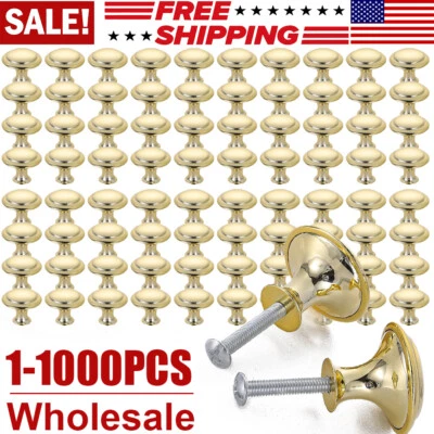 Lote de perillas redondas de gabinete de setas tirar para armario de cocina puerta tocador dorado Foto 1 de 4