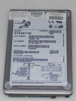 SEAGATE Barracuda ST34371W 4.3GB 7200RPM 68-PIN ULTRA WIDE SCSI Hard Drive - Image 1 of 4