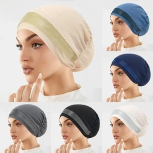 Women Hijab Headband Hat Base Small Hat Muslim Turban Chemo Cap Beanie Bonnet - Picture 1 of 27