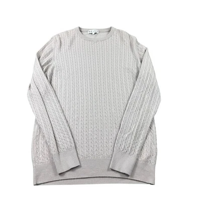 Reiss Tan Lightweight Cableknit Wool Men’s Crewneck Sweater Size Large  - Image 1 of 4