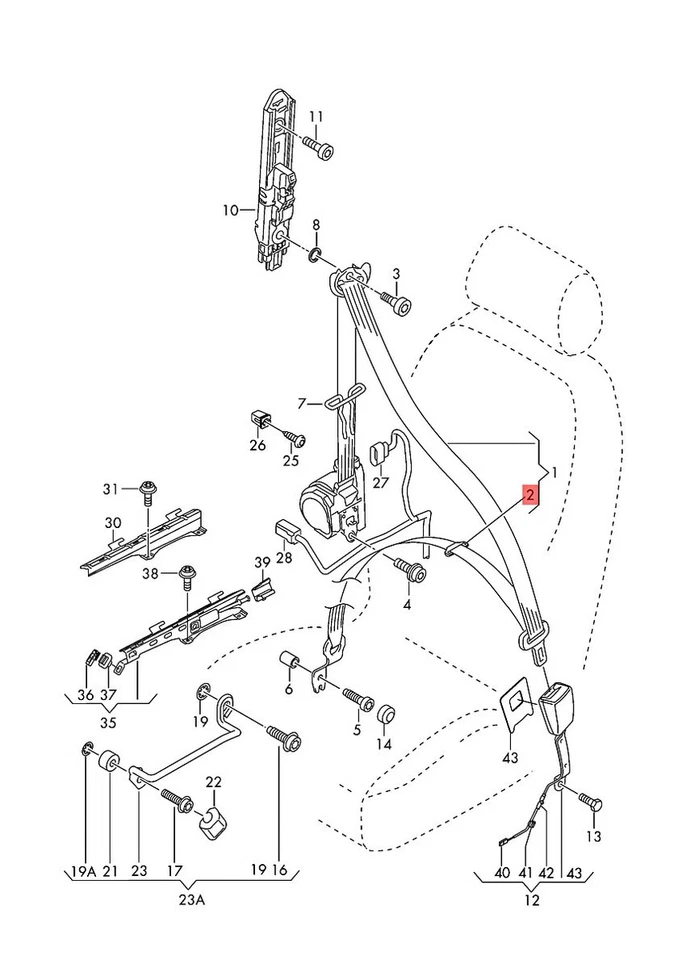 Genuine AUDI A3 Cabriolet Strap Satin black 8V08578369B9 - Image 1 of 1