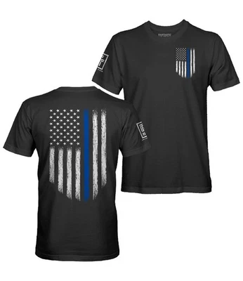 Thin Blue Line USA Flag Patriotic Police T-Shirt - Image 1 of 4
