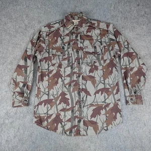 Vintage Cabelas Shirt Mens Large Gray Leaf Camo Hunting Mirage Made in USA 90s - Picture 1 of 10