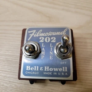 Bell and Howell Filmosound 202 Projector LAMP LINE ON OFF Switches Emblem Logo - Picture 1 of 18
