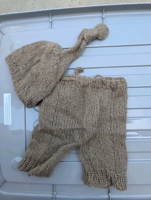 Conjunto de calças de malha e chapéu de nó recém-nascido para fotografia de bebê menina menino adereço - Imagem 1 de 2