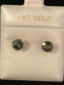 14KT 3.00 CTW Aug Trid Mystic Top Stud Earrings - Picture 1 of 4